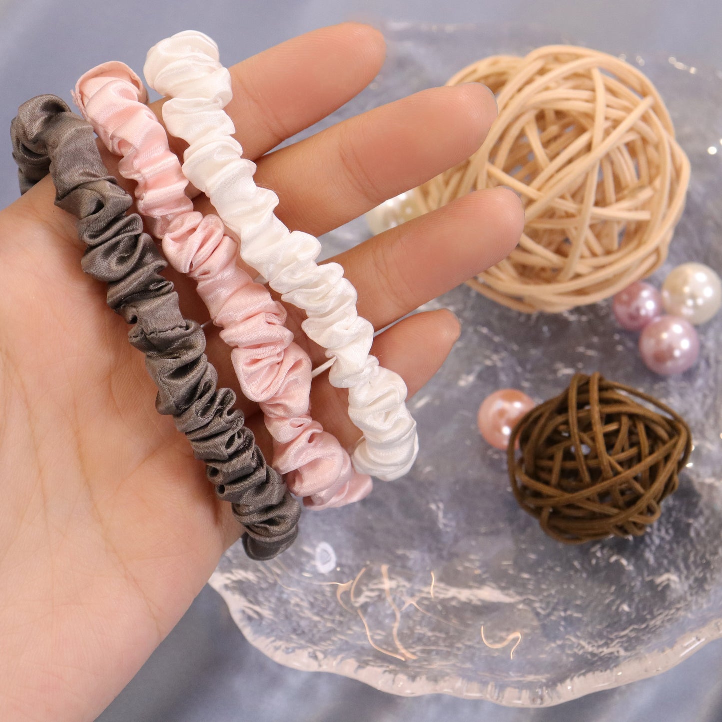 1cm Silk Scrunchies 6pcs/sets