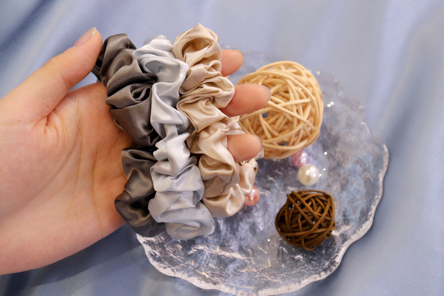 2.5cm Silk Scrunchies 3pcs/sets