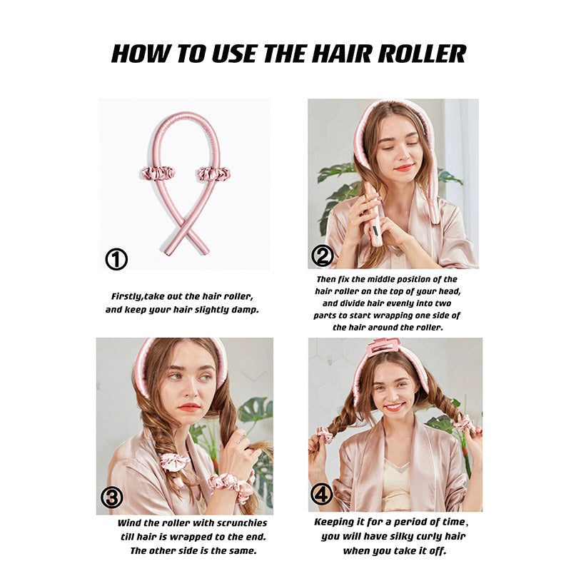 Cestlisse Silk Heatless Hair Curlers for Natural Fluffy Curls and Soft Spiral Hair Roller No Heat Curls Ribbon with Scrunchie Sleep in Overnight Champagne (Clip not include)